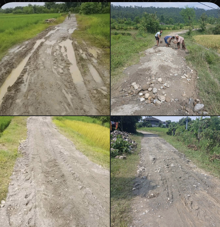 स्थानीयको एकता र श्रमदानले सहज बन्यो लारङको सडक